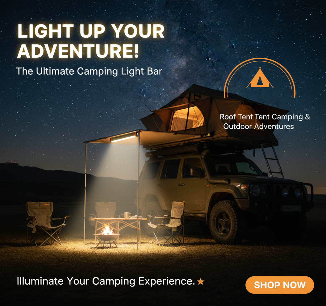 The Ultimate Roof Tent Camping Lightbar - 13” Long - Magnetic Fixing - USB Phone Charging Power Bank - 1 Year Warranty