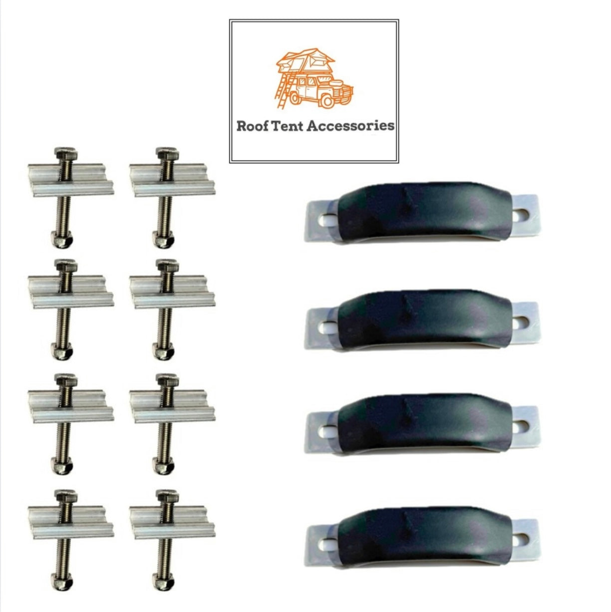 Entire Fixing Kit Designed for Tentbox Models 8x Fixing Rails, M8 Channel Bolts and Nyloc Nuts + 4 Fixing Handles